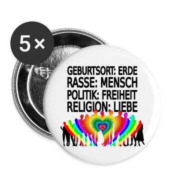 Gegen Rassismus - Buttons klein 25 mm (5er Pack) - Weiß - Vorne