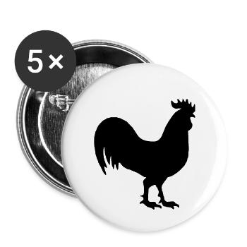 Black rooster on the farm - Buttons small 1''/25 mm (5-pack) - white - Front