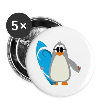 Idée cadeau de crème glacée de pingouin surfer sunglasses - Lot de 5 petits badges (25 mm) - blanc - Devant