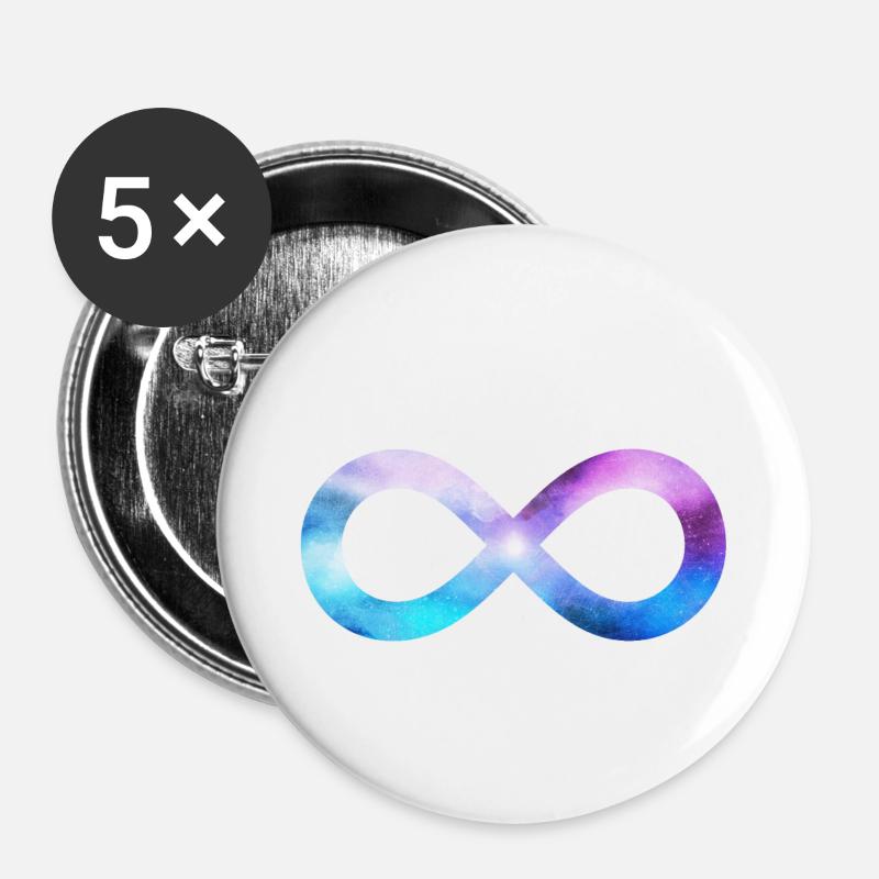 Minimalistisches Design - Symbol Unendlichkeit - Buttons klein 25 mm (5er Pack) - Weiß