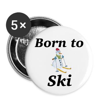 Born to Ski / Ski fahren - Buttons klein 25 mm (5er Pack) - Weiß - Vorne