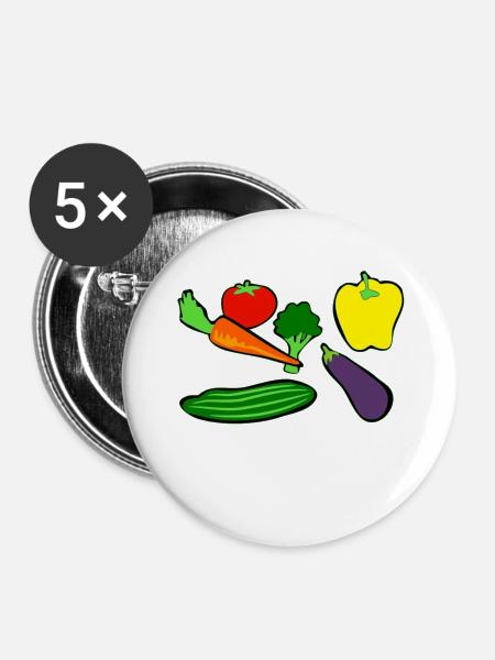 Vegetables - Buttons klein 25 mm (5er Pack) - Weiß