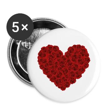Herz aus Rosen - Buttons klein 25 mm (5er Pack) - Weiß - Vorne