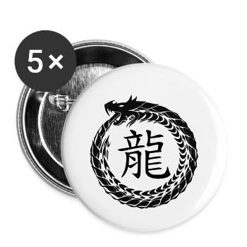 Chinesische Zeichen Sternzeichen Horoskop Drache - Buttons klein 25 mm (5er Pack) - Weiß - Vorne