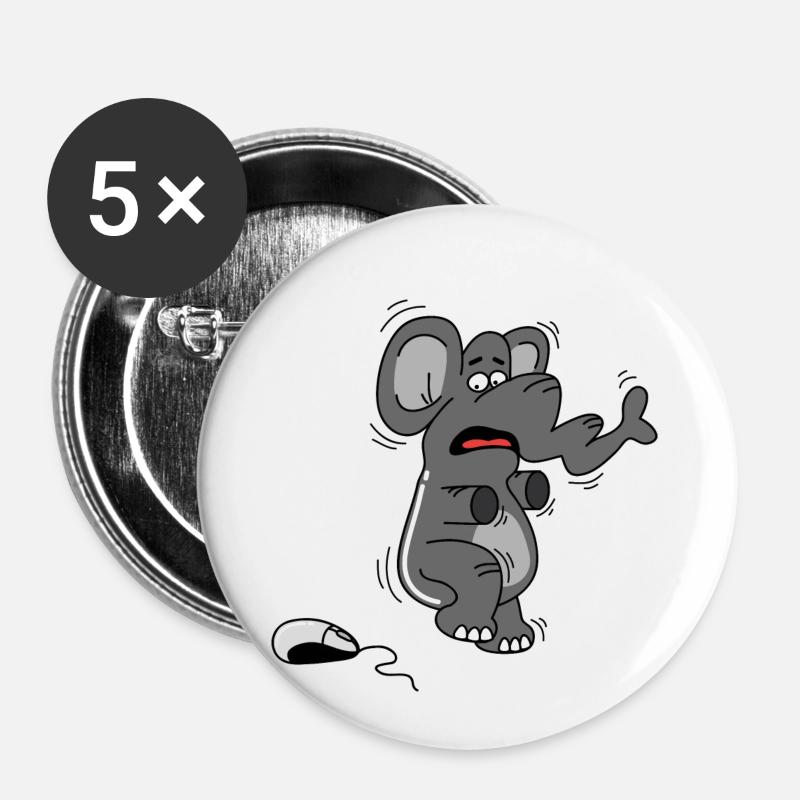 Elefant und Maus - Buttons klein 25 mm (5er Pack) - Weiß