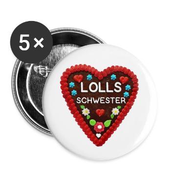 Loll's sister - Buttons small 1''/25 mm (5-pack) - white - Front