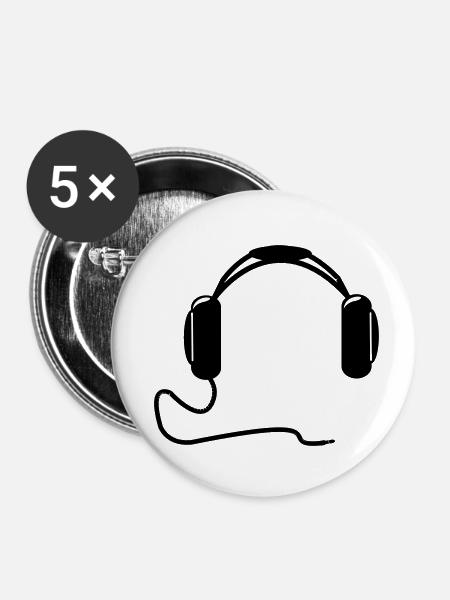 DJ Kopfhörer - Buttons klein 25 mm (5er Pack) - Weiß