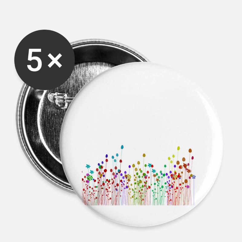 Abstract flowers - Buttons small 1''/25 mm (5-pack) - white