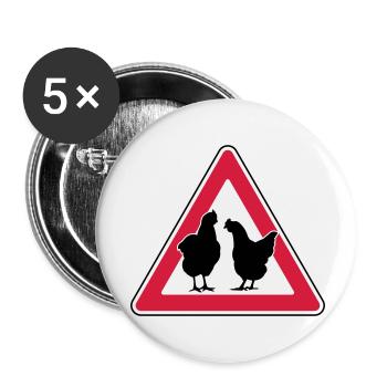 Chicken evening chicken attention free-range hens - Buttons small 1''/25 mm (5-pack) - white - Front