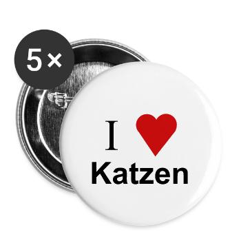 I love cats, I love cats - Buttons small 1''/25 mm (5-pack) - white - Front