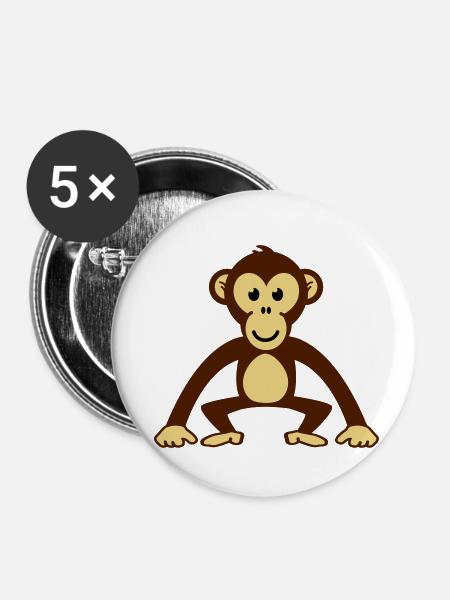 monkey__f3 - Buttons klein 25 mm (5er Pack) - Weiß