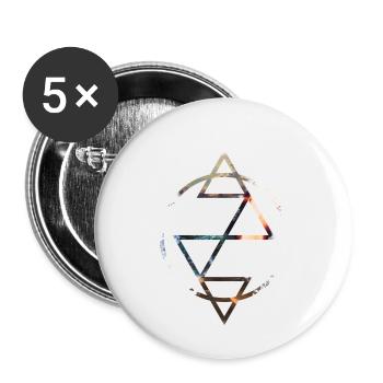 Vent Eau Feu Terre - Lot de 5 petits badges (25 mm) - blanc - Devant