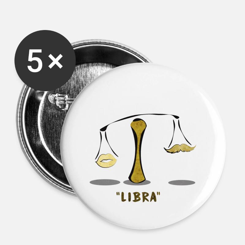 Zodiac Libra - Buttons small 1''/25 mm (5-pack) - white