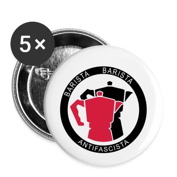 Barista Baristia Antifascista - Café pour la gauche - Lot de 5 petits badges (25 mm) - blanc - Devant
