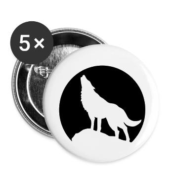 mond wolf - Buttons klein 25 mm (5er Pack) - Weiß - Vorne