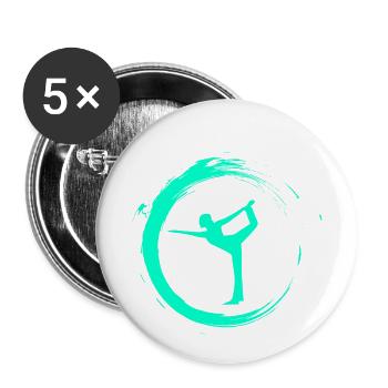 yoga - Lot de 5 petits badges (25 mm) - blanc - Devant