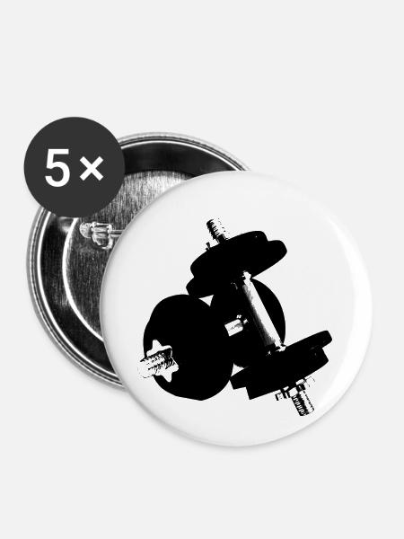 Hanteln - Buttons klein 25 mm (5er Pack) - Weiß