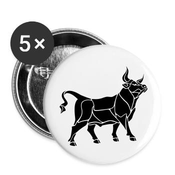 Taureau zodiaque - Lot de 5 petits badges (25 mm) - blanc - Devant