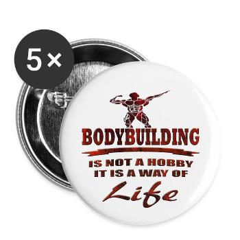 Bodybuilding - Lot de 5 petits badges (25 mm) - blanc - Devant