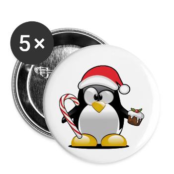 TUX Penguin - Noël avec des bonbons - Lot de 5 petits badges (25 mm) - blanc - Devant