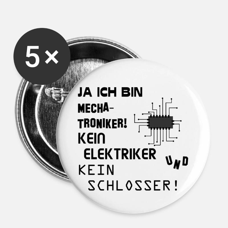 Je suis un ingénieur en mécatronique! - Lot de 5 petits badges (25 mm) - blanc