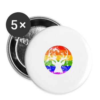 LGBT Weihnachten Christmas "Oh deer queer is here" - Buttons klein 25 mm (5er Pack) - Weiß - Vorne