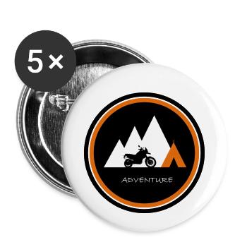 Motorcycle, Adventure, Adventure, Camping, Outdoor - Buttons small 1''/25 mm (5-pack) - white - Front