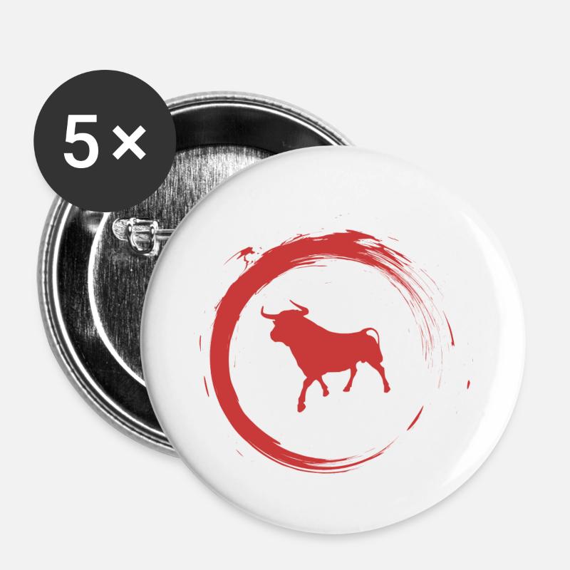 Stier - Buttons klein 25 mm (5er Pack) - Weiß