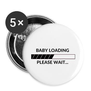 Baby Loading Please Wait - Buttons small 1''/25 mm (5-pack) - white - Front