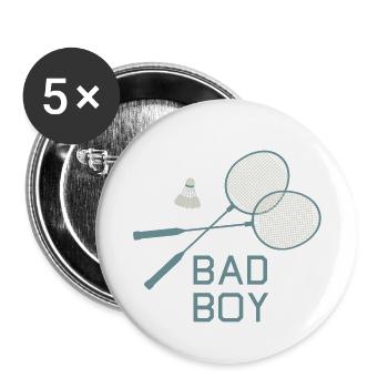 Bad Boy Badminton - Buttons small 1''/25 mm (5-pack) - white - Front