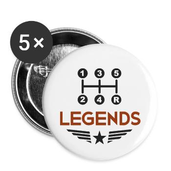 Circuit de voiture de légendes - Lot de 5 petits badges (25 mm) - blanc - Devant