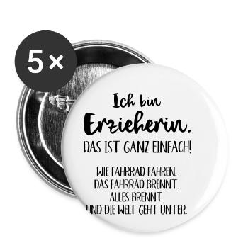 Erzieherin ganz einfach Kindergarten Lustig Beruf - Buttons klein 25 mm (5er Pack) - Weiß - Vorne