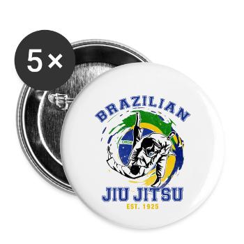 Cadeau Brésil Jiu Jitsu équipe entraîneur ceinture - Lot de 5 petits badges (25 mm) - blanc - Devant