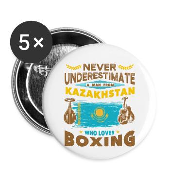 Kazakhstan gift boxer Казахстан Russia boxing - Buttons small 1''/25 mm (5-pack) - white - Front