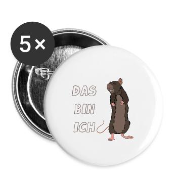 Ratte Das bin ich Maus - Buttons klein 25 mm (5er Pack) - Weiß - Vorne