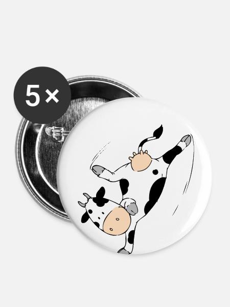 Mooviestars - Breakdancing Cow - Buttons klein 25 mm (5er Pack) - Weiß