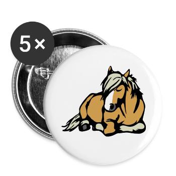 Lustiges freches Comic Pferd schlafend Geschenk - Buttons klein 25 mm (5er Pack) - Weiß - Vorne