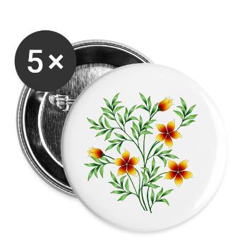 fleurs - Lot de 5 petits badges (25 mm) - blanc - Devant