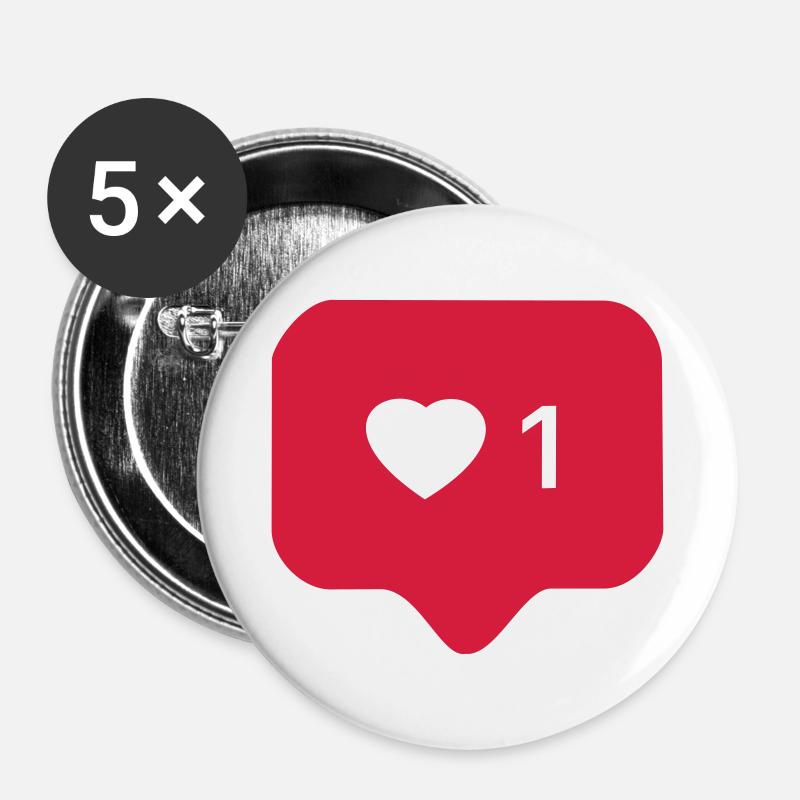 Instagram Like - Buttons small 1''/25 mm (5-pack) - white