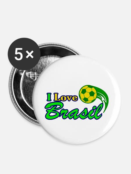 Brasil Geschenkidee - Buttons klein 25 mm (5er Pack) - Weiß