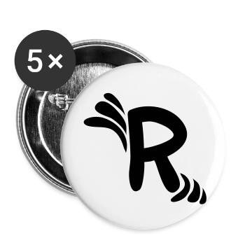 Buchstabe R & Muster - Buttons klein 25 mm (5er Pack) - Weiß - Vorne