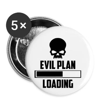 böser Plan, der lustiges Logo lädt - Buttons klein 25 mm (5er Pack) - Weiß - Vorne