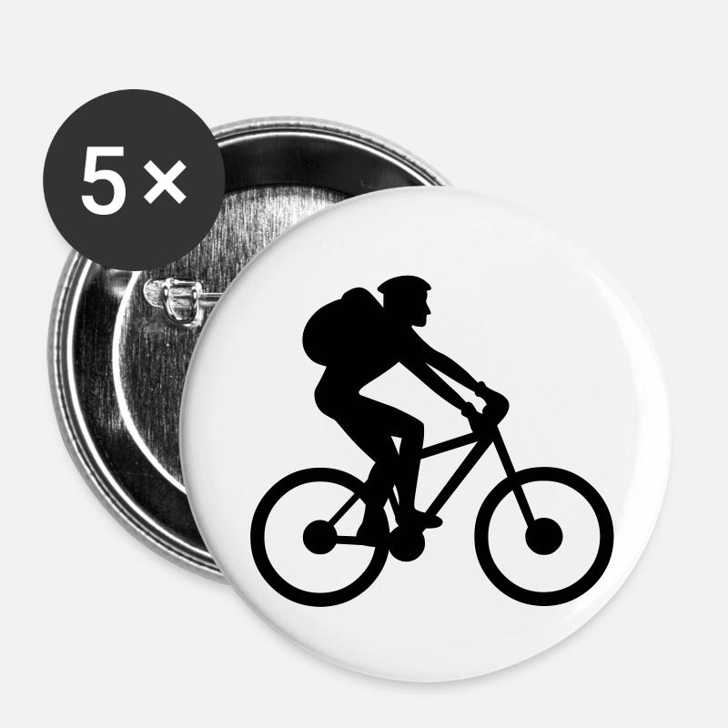 Mountain Biker - Buttons small 1''/25 mm (5-pack) - white