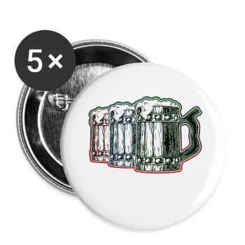 Chopes à bière - Lot de 5 petits badges (25 mm) - blanc - Devant