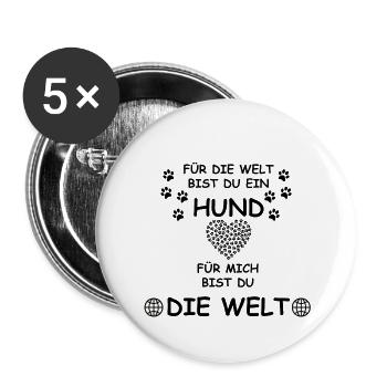 Dog World Heart Dog Love Dog Paws - Buttons small 1''/25 mm (5-pack) - white - Front