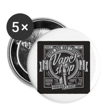 Vape Smokers - Buttons klein 25 mm (5er Pack) - Weiß - Vorne