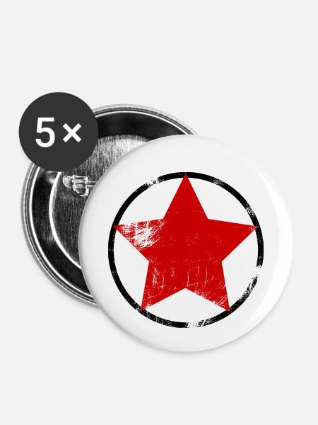Red Star - Buttons small 1''/25 mm (5-pack) - white