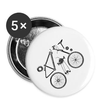 Vélo partage des mécaniques amusantes cadeau de cyclisme - Lot de 5 petits badges (25 mm) - blanc - Devant