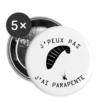 J'peux pas j'ai PARAPENTE ! - Lot de 5 petits badges (25 mm) - blanc - Devant