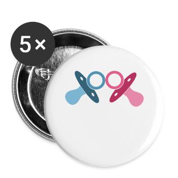 Schwanger Schwangerschaft Zwillinge Twins Geschenk - Buttons klein 25 mm (5er Pack) - Weiß - Vorne